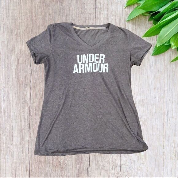 Under Armour HeatGear Threadborne V-Neck Loose Graphic Tee Gray Heather S - Picture 3 of 3